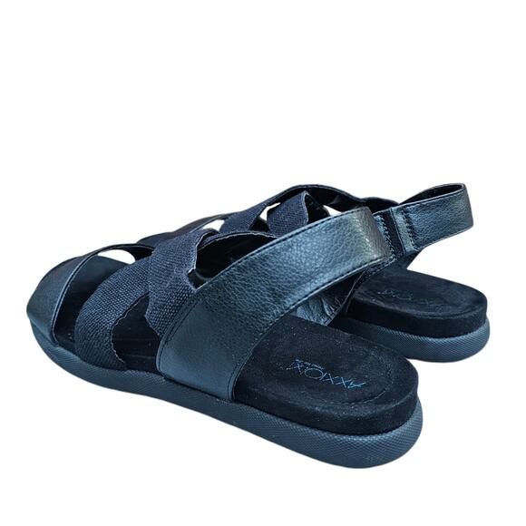 Black Crisscross Sandals Size 10 Canvas Synthetic Strappy Slingback Flats - Picture 4 of 12